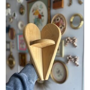 Vintage Cottage Granny Core Hand Made Wooden Heart Shaped Corner Wall Shelf